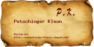 Petschinger Kleon névjegykártya